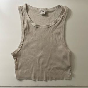 TNA Aritzia Ribbed High Neck Cropped Tank Top